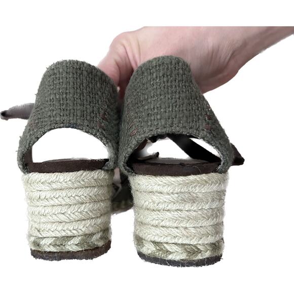 UGG Australia Mar Green Suede Espadrille Wedge Heels With Ankle Tie Size US 9 - Picture 4 of 11